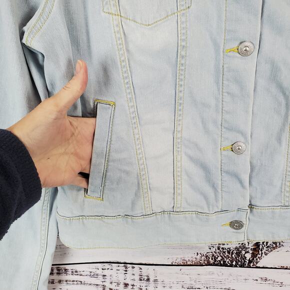 Cottagecore Southwestern Cowgirl Baby Blue Denim Jacket Yellow Embroidered XL - Picture 5 of 13